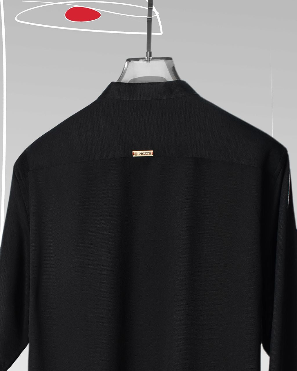 Side View Faced Black Threaded Shirt