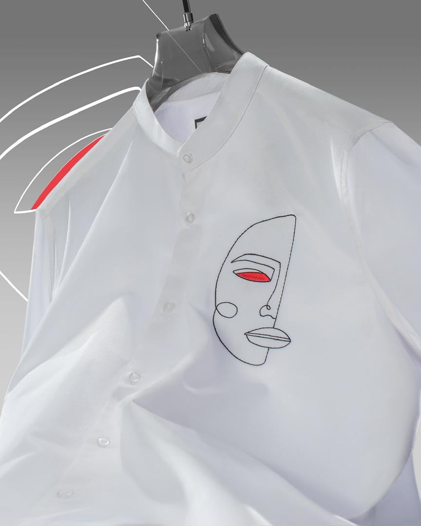 Half Faced White Threaded Shirt