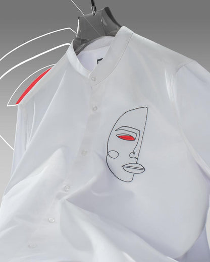 Half Faced White Threaded Shirt