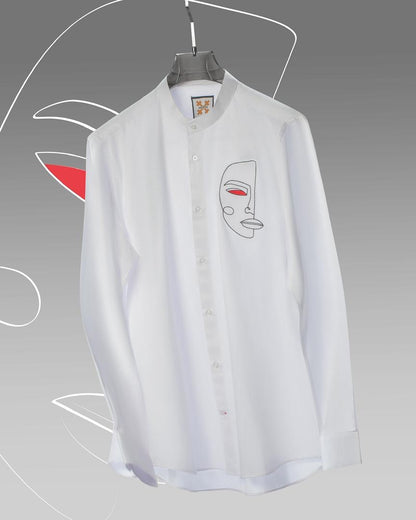 Half Faced White Threaded Shirt