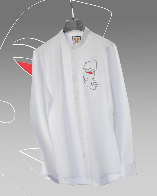 Half Faced White Threaded Shirt