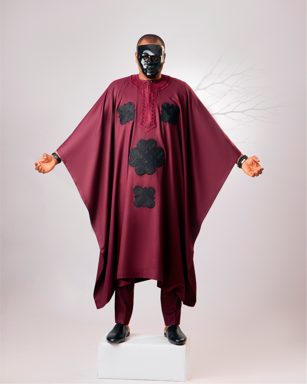 Burgundy Agbada