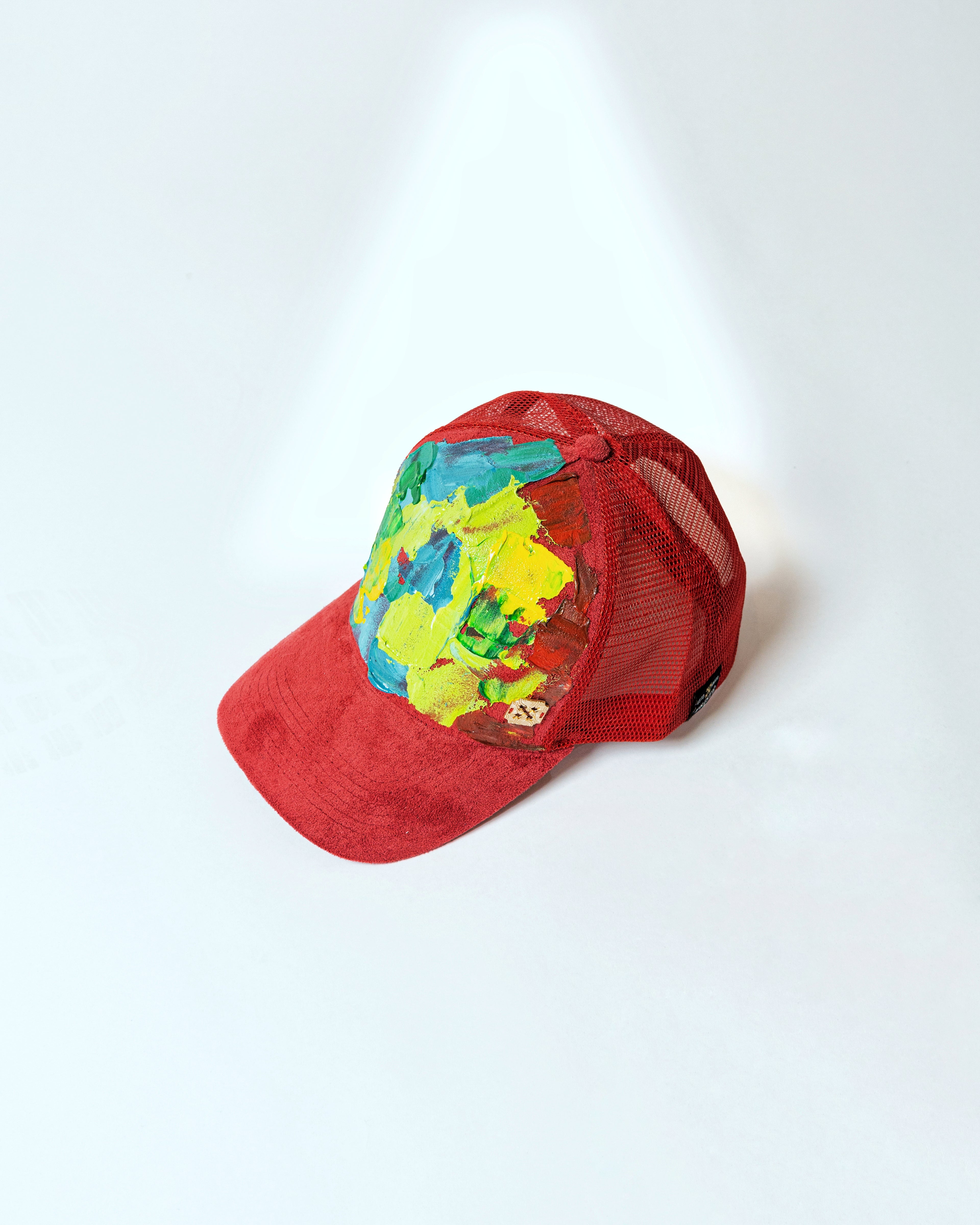 Red Hand-Painted Cap - RPC04