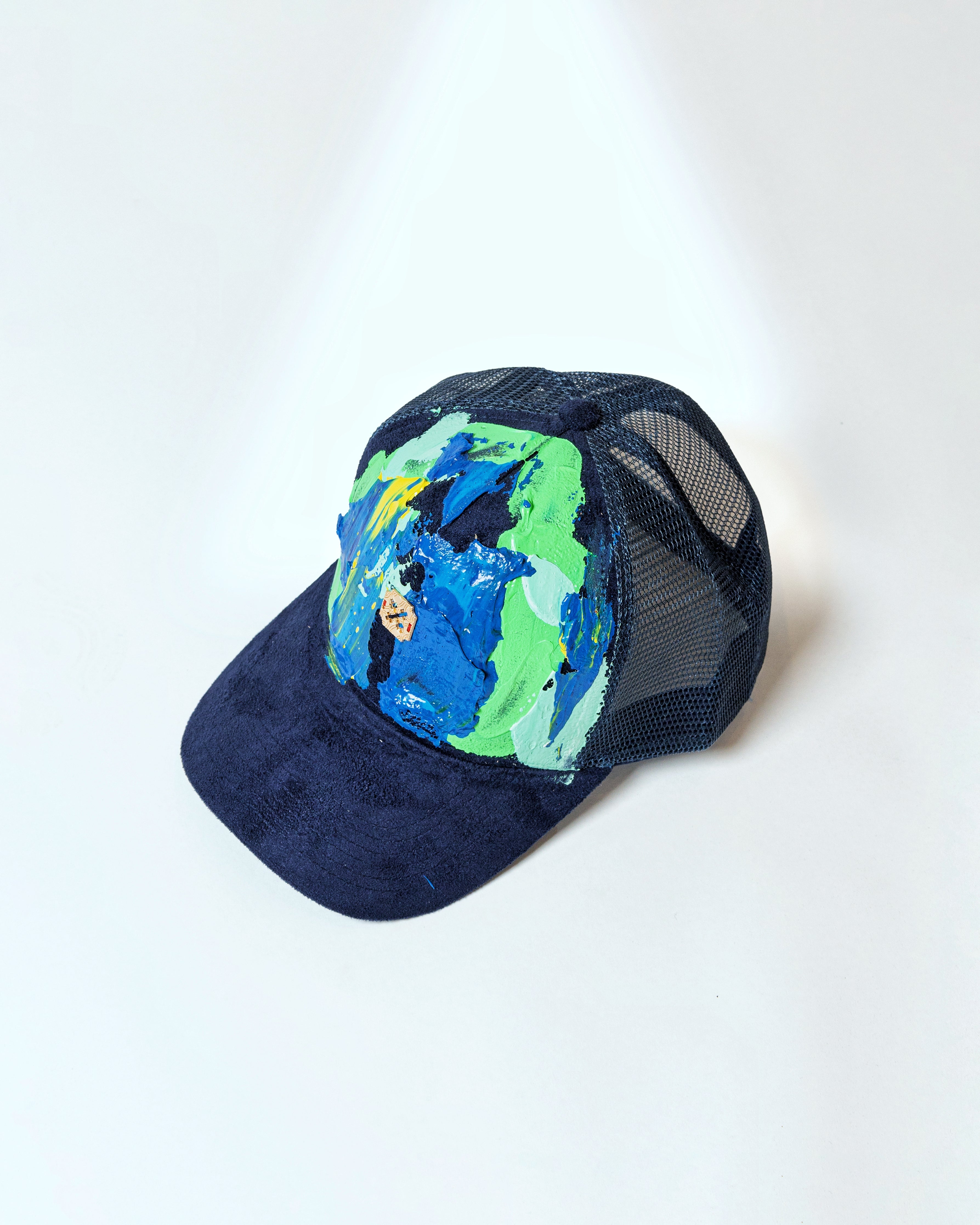 Navy Blue Hand-Painted Caps