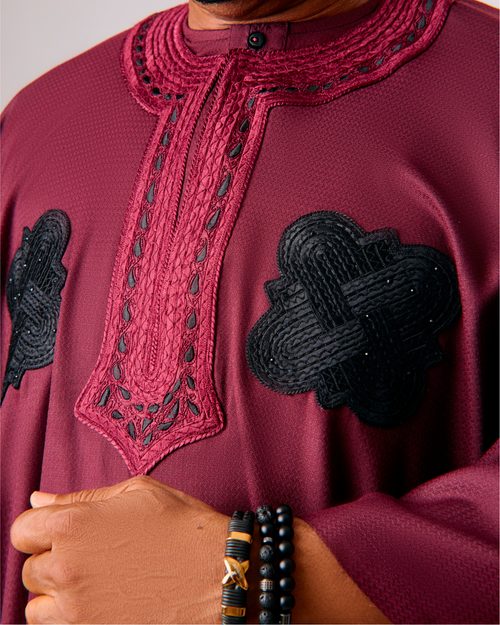 Burgundy Agbada