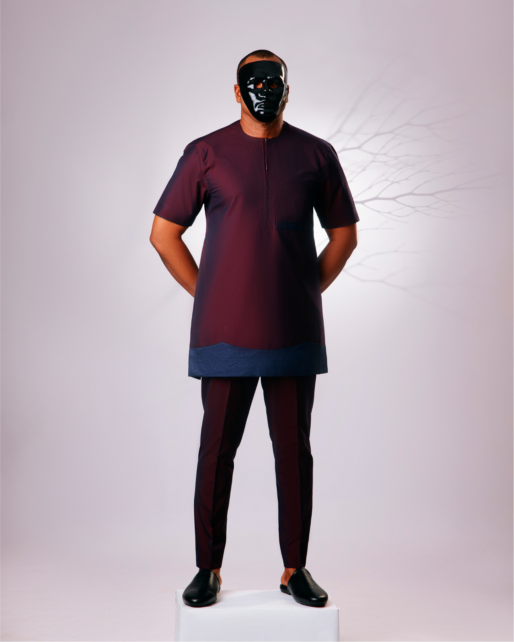 Burgundy x Navy Blue Kaftan