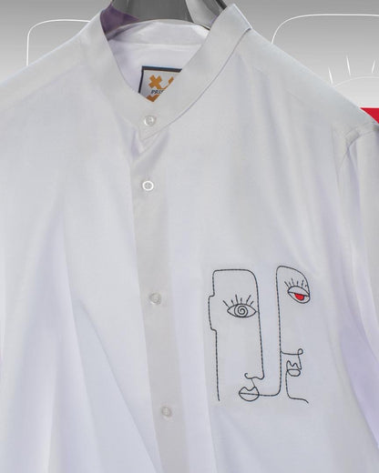 Double Faced White Threaded Shirt