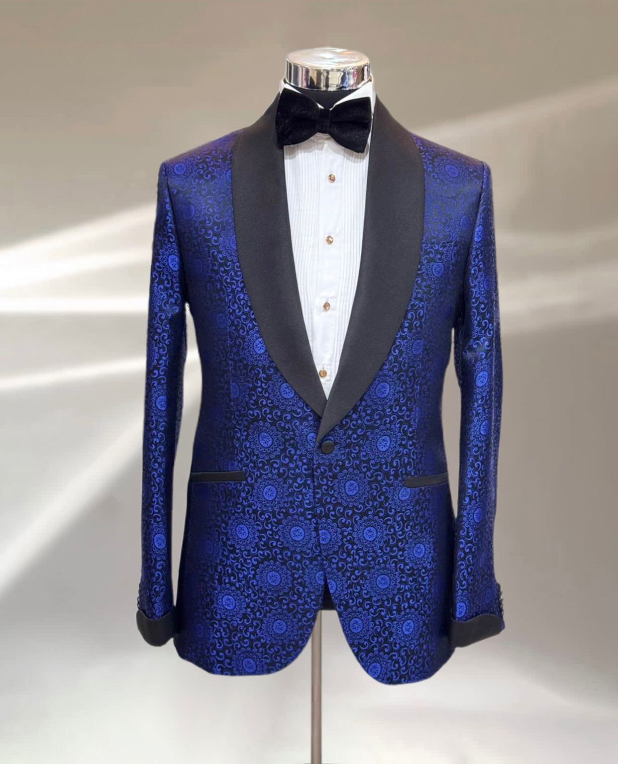 Royal Blue Damask Tuxedo (Single Breasted)