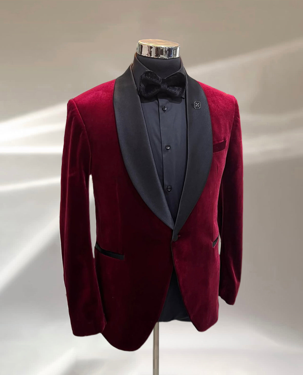 Burgundy Velvet Tuxedo (Single Breasted)
