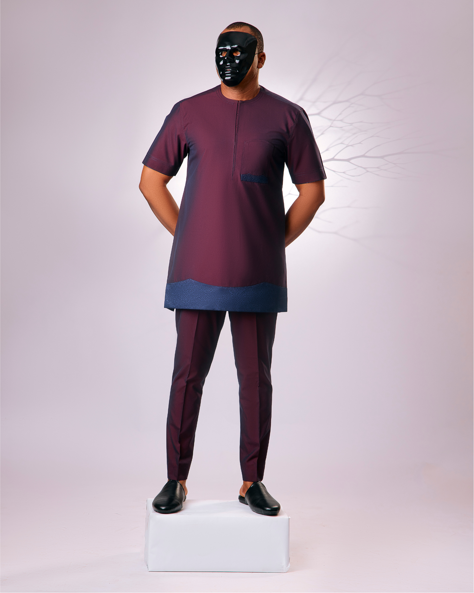 Burgundy x Navy Blue Kaftan