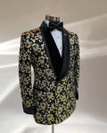 Gold Patterned Damask tuxedo (Double Breasted)