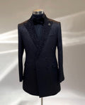 Bedazzled Black damask Tuxedo (Double Breasted)