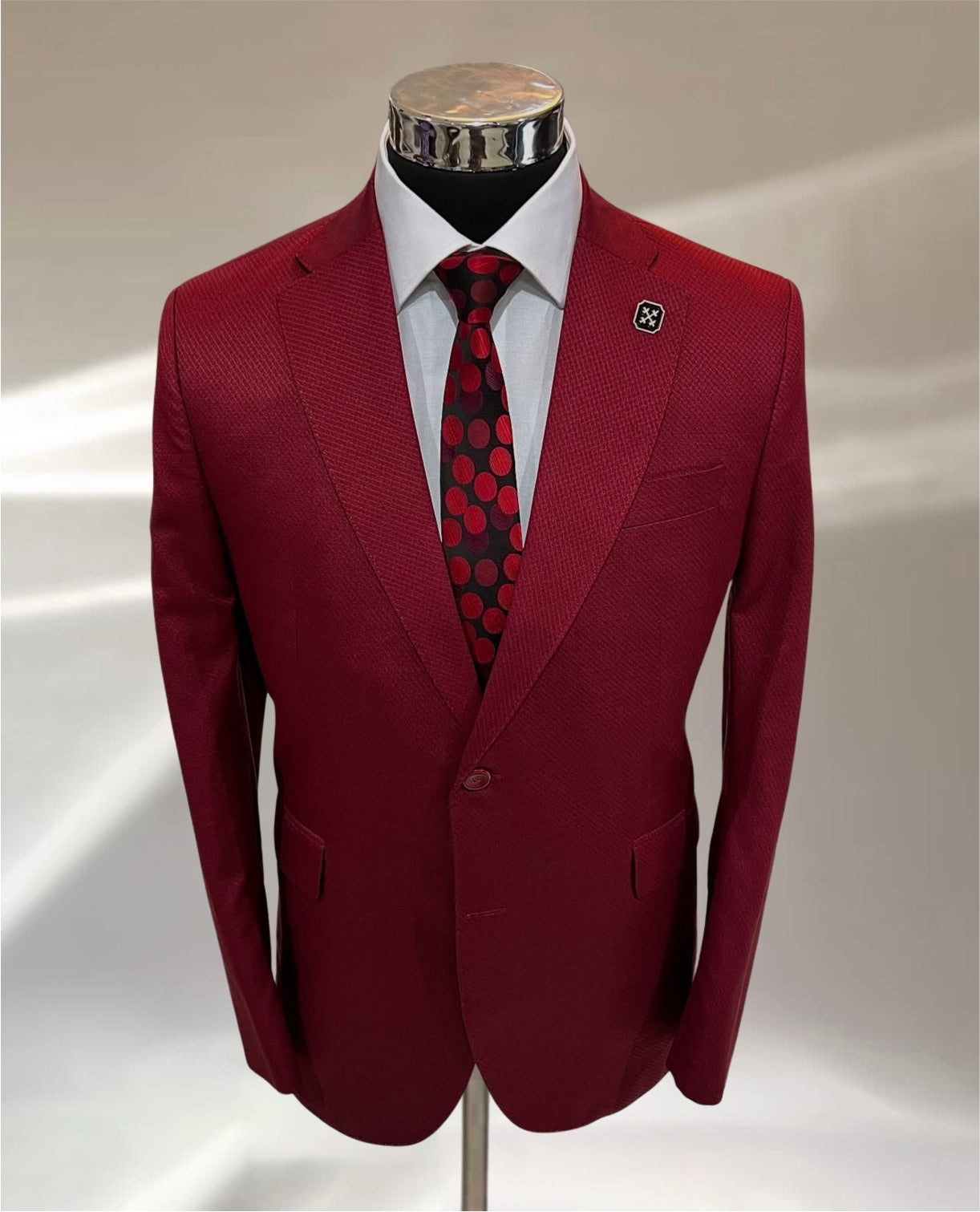 Plain Red Formal Suit (Single Breasted)