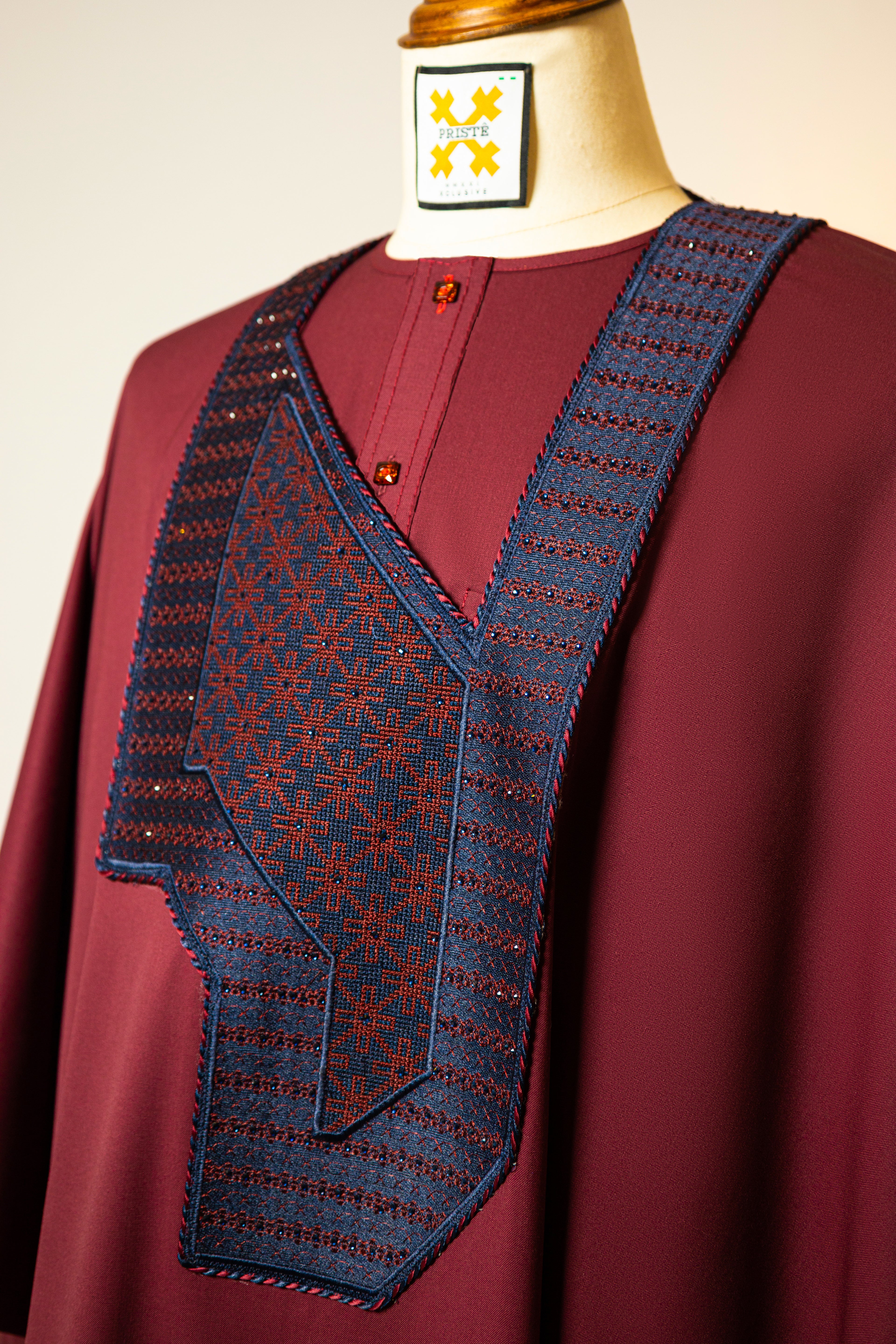 Maroon Agbada