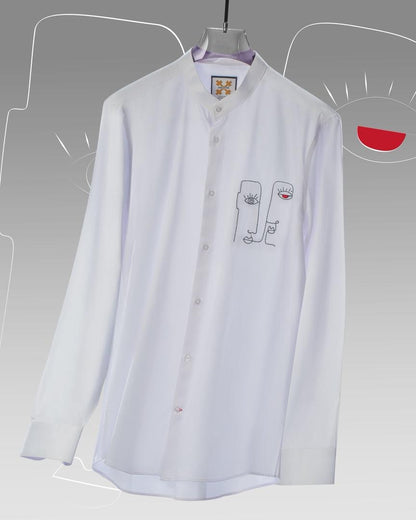 Double Faced White Threaded Shirt