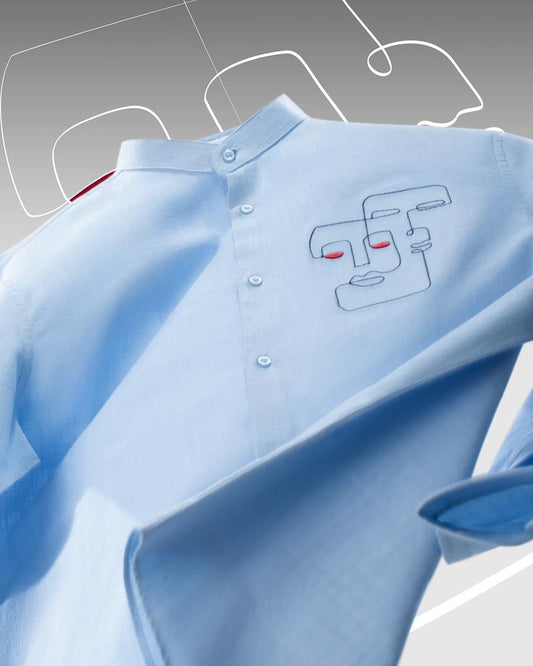 Double Faced Blue Threaded Shirt