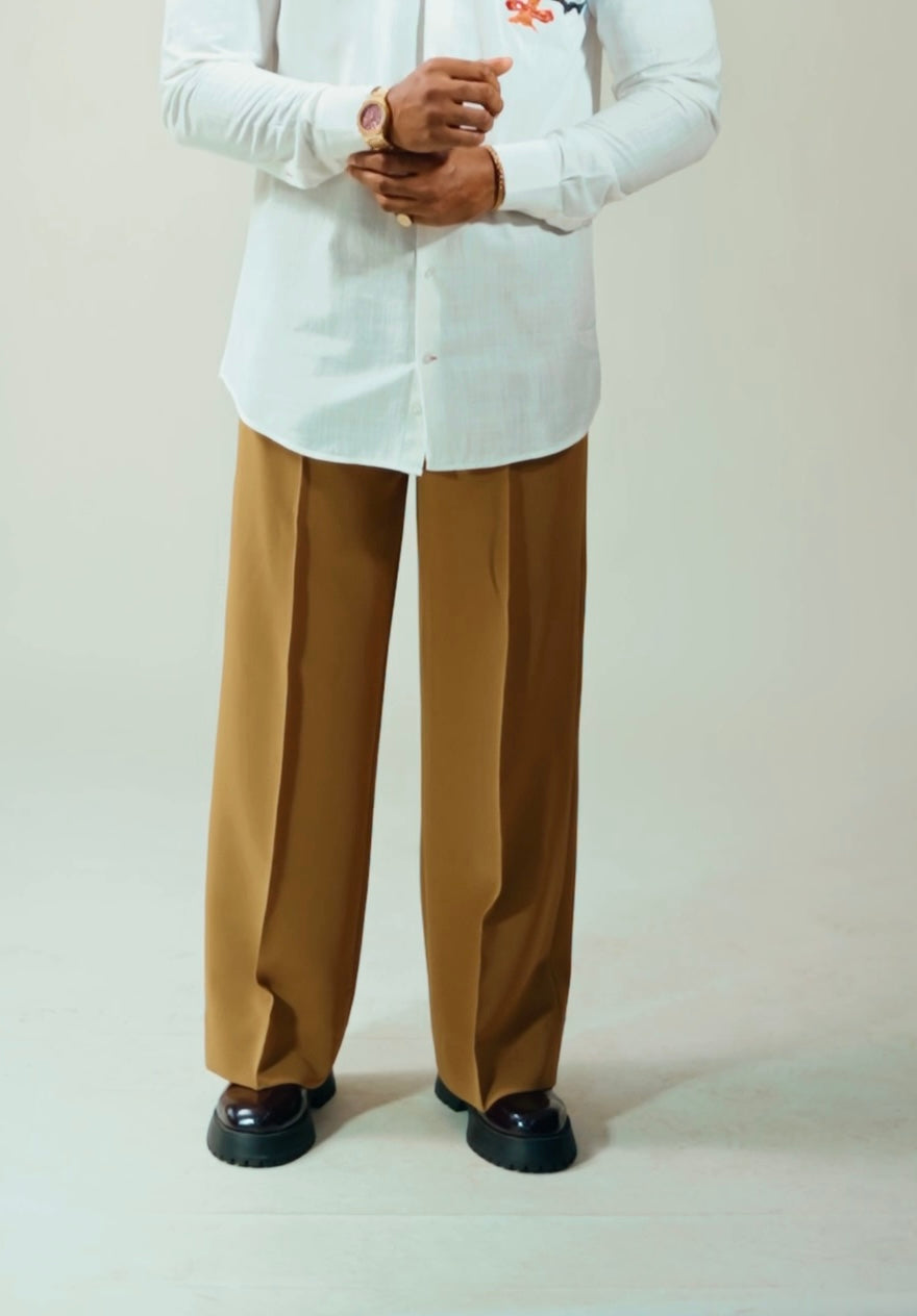 Beige Georgette Pants
